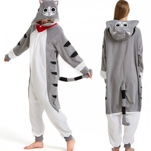 Grey striped cat onesie size L